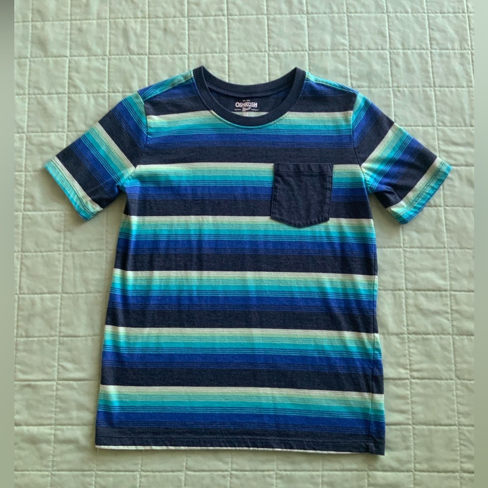 NEW blue striped size 14 Oshkosh tee